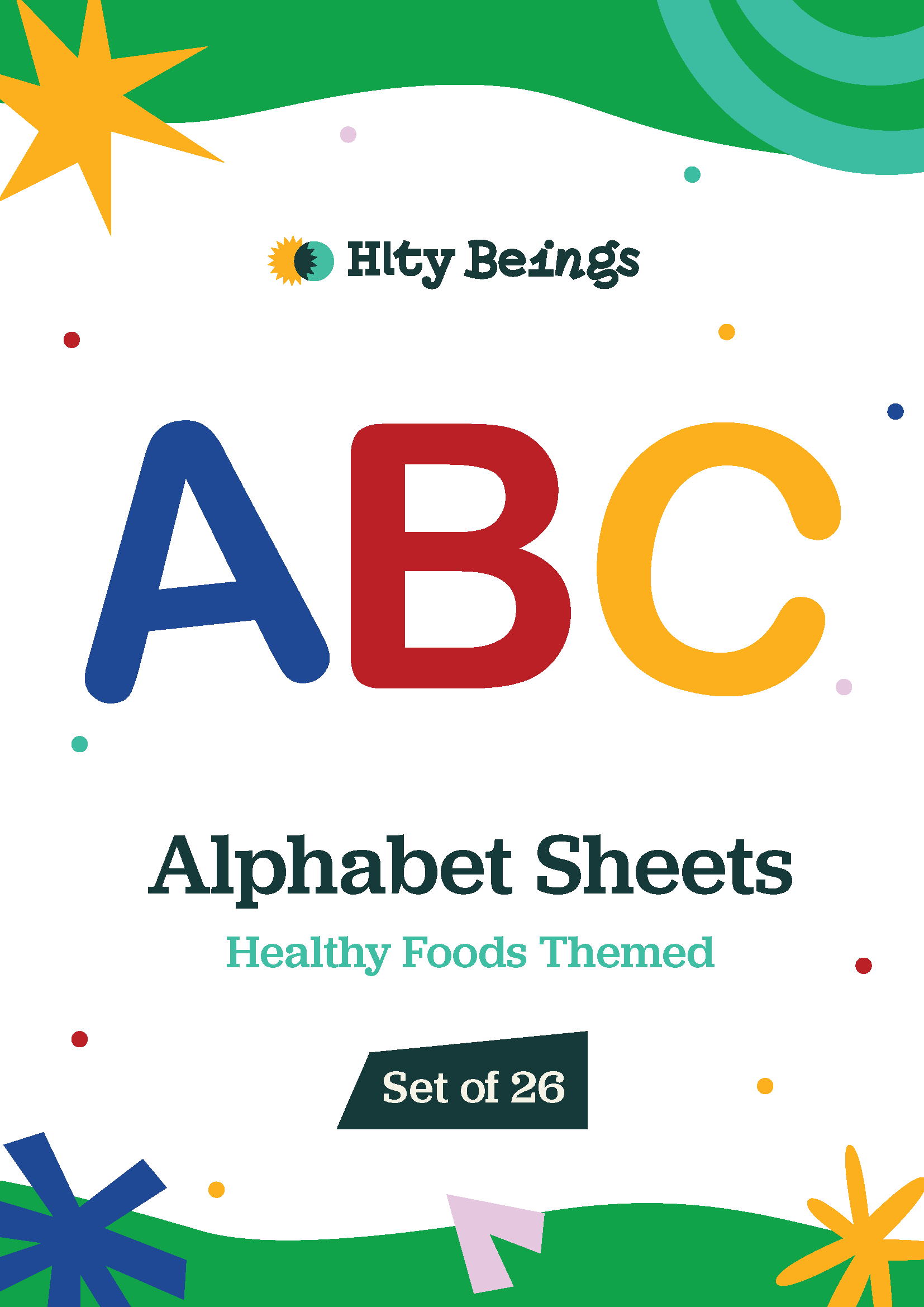 Healthy Food Alphabet Worksheets — Free Printable (Set of 26)