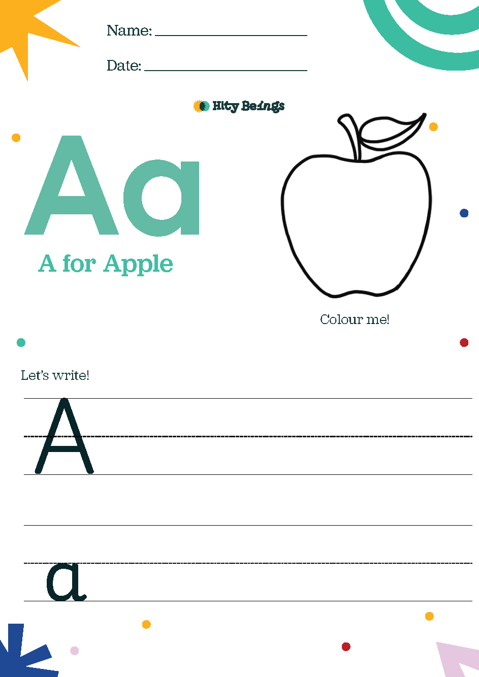 Healthy Food Alphabet Worksheets — Free Printable (Set of 26)