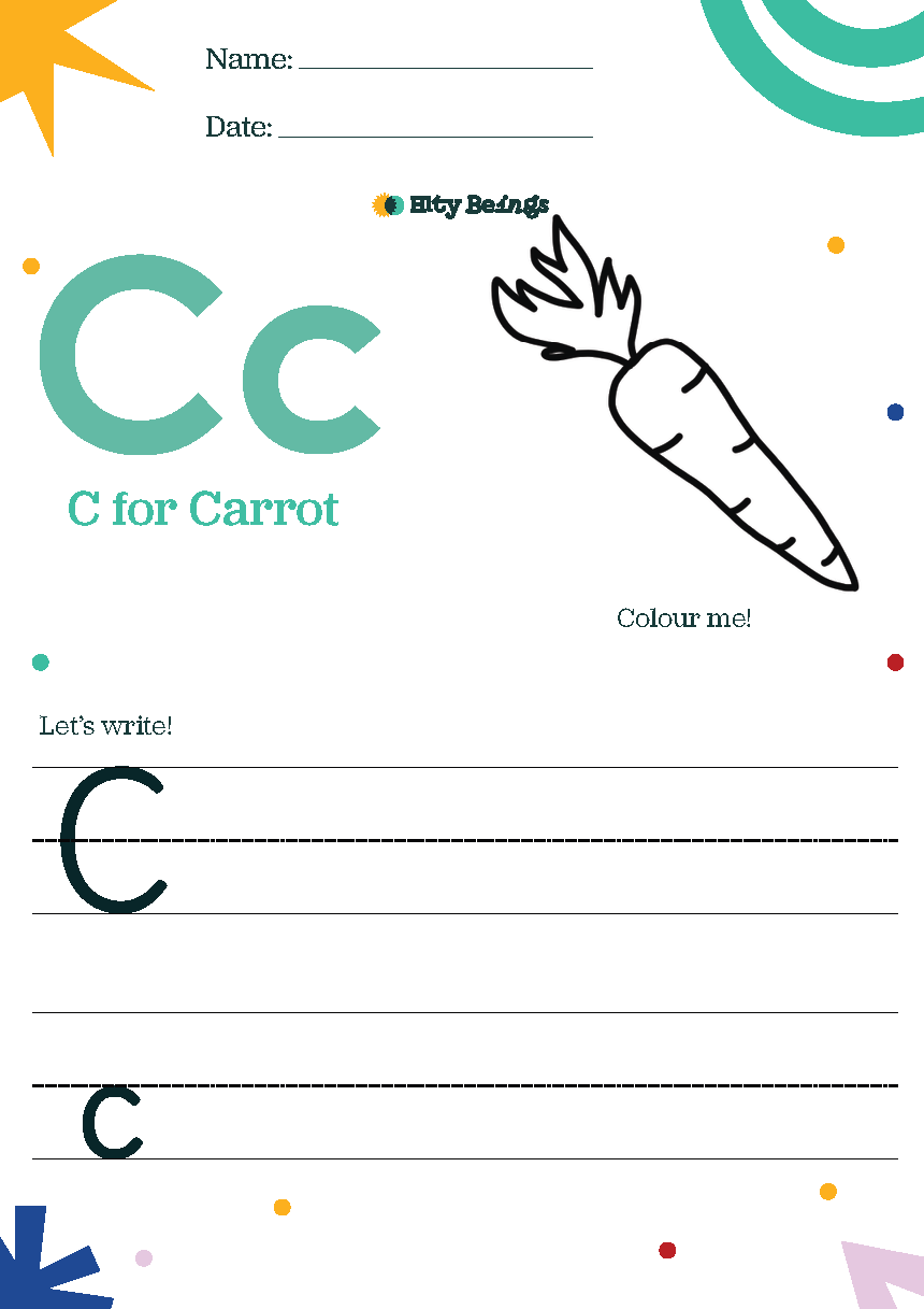 Healthy Food Alphabet Worksheets — Free Printable (Set of 26)