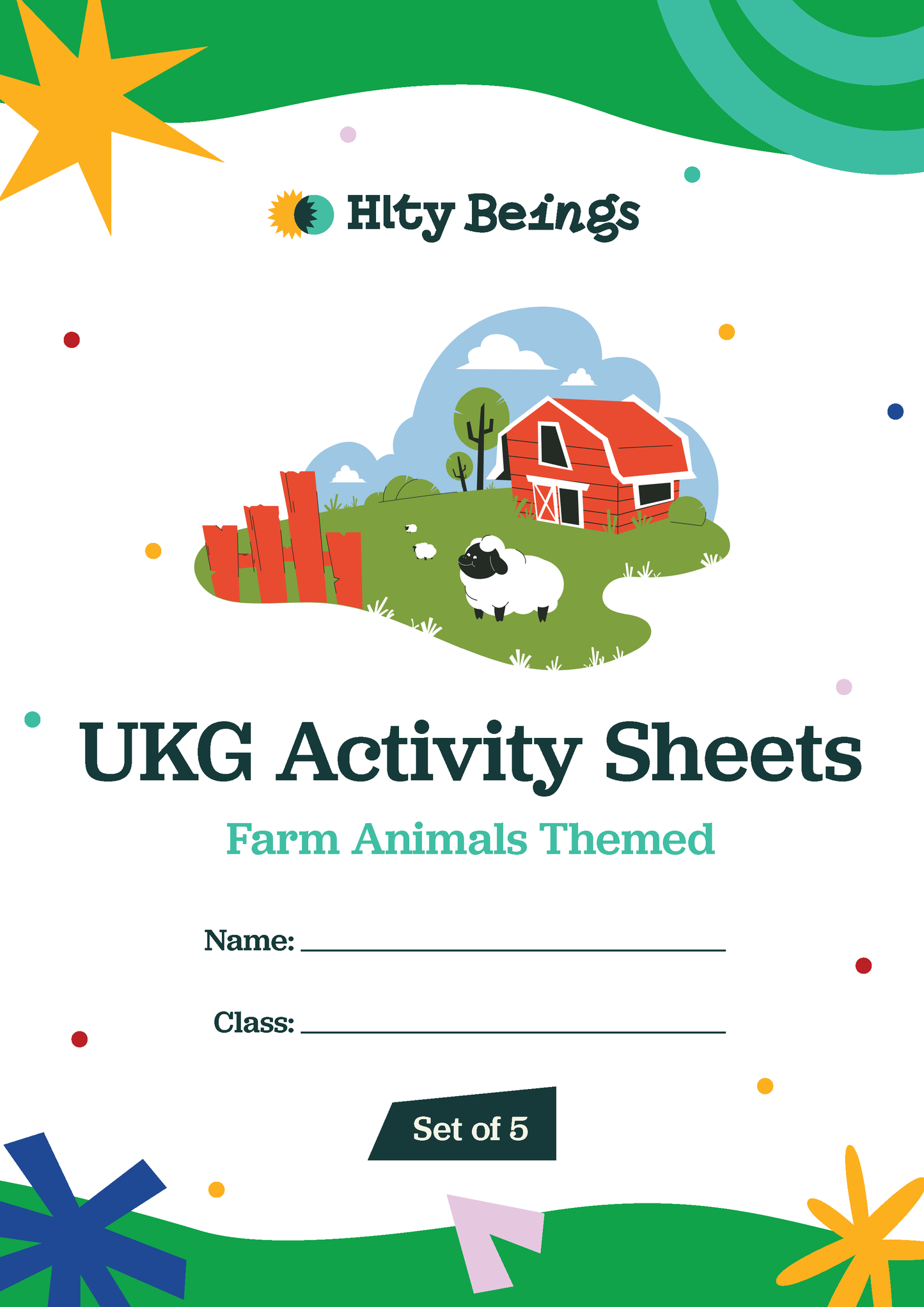 Farm Animals Activity Sheets — Free Printable UKG (Set of 5)