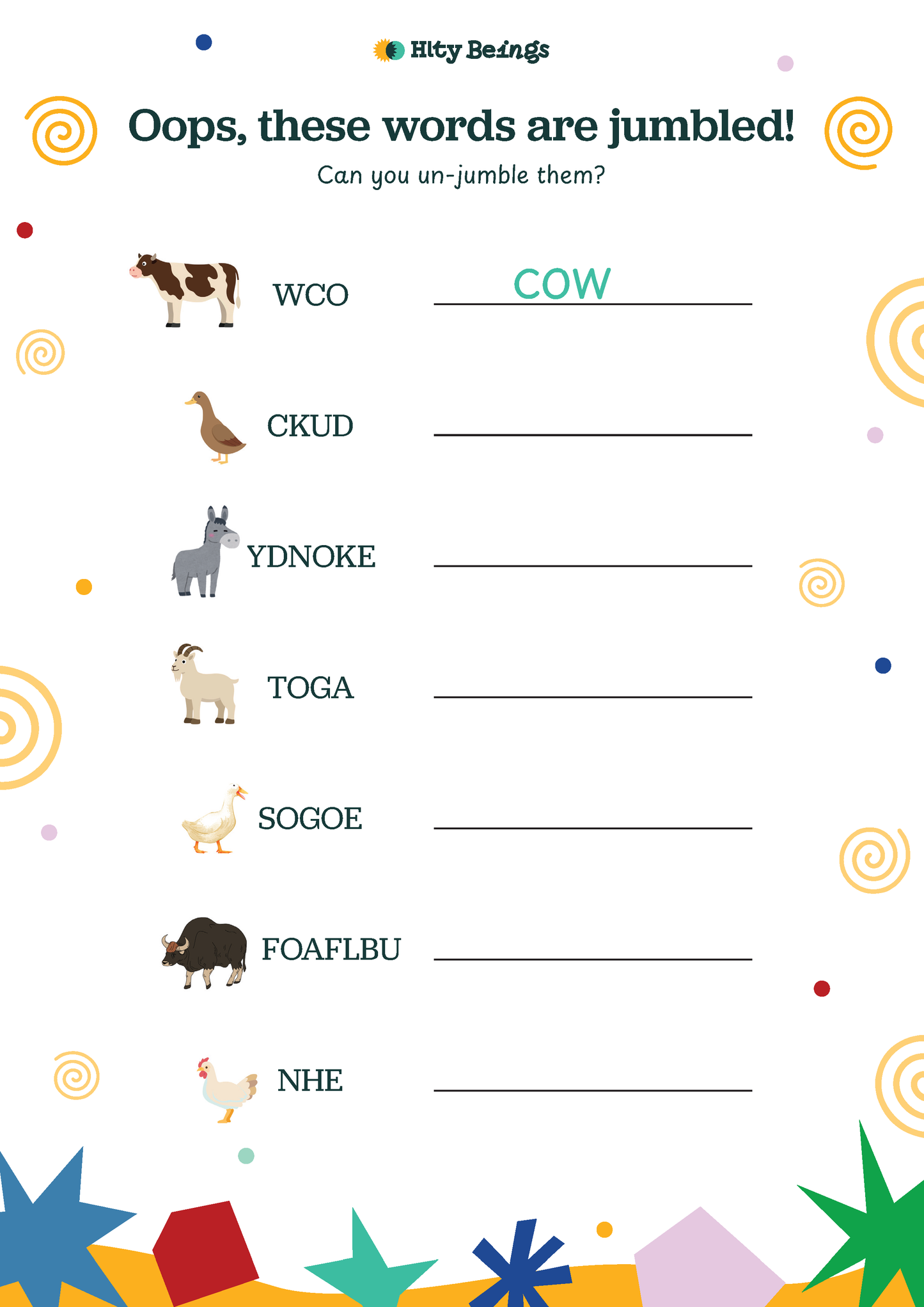 Farm Animals Activity Sheets — Free Printable UKG (Set of 5)