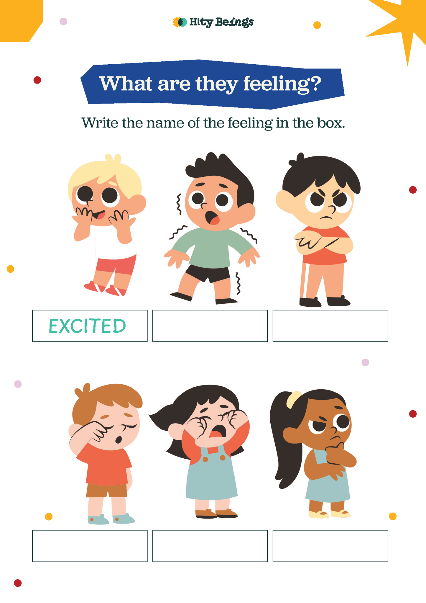 Feelings Activity Sheets — Free Printable UKG (Set of 5)