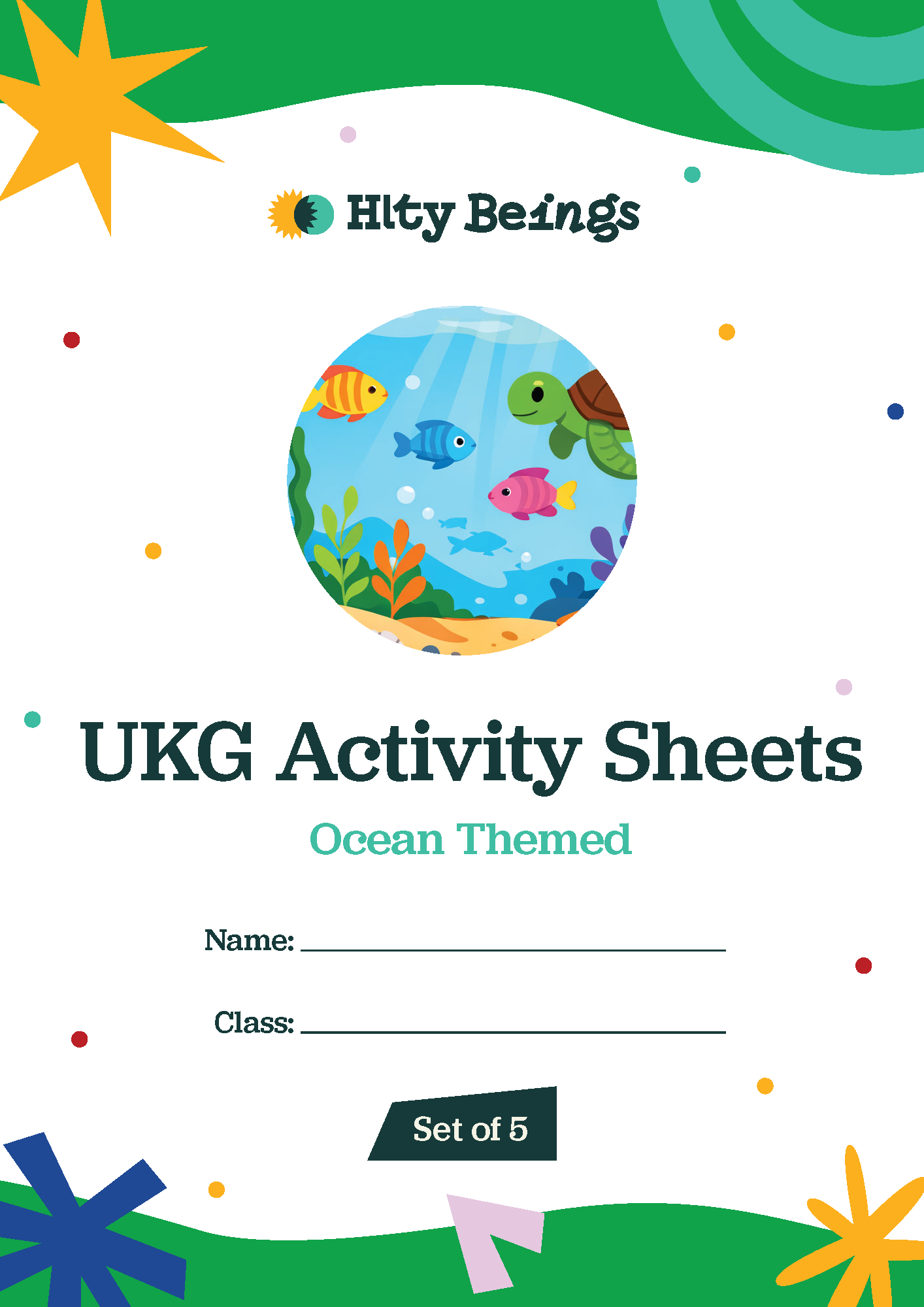 Ocean Themed Activity Sheets — Free Printable UKG (Set of 5)