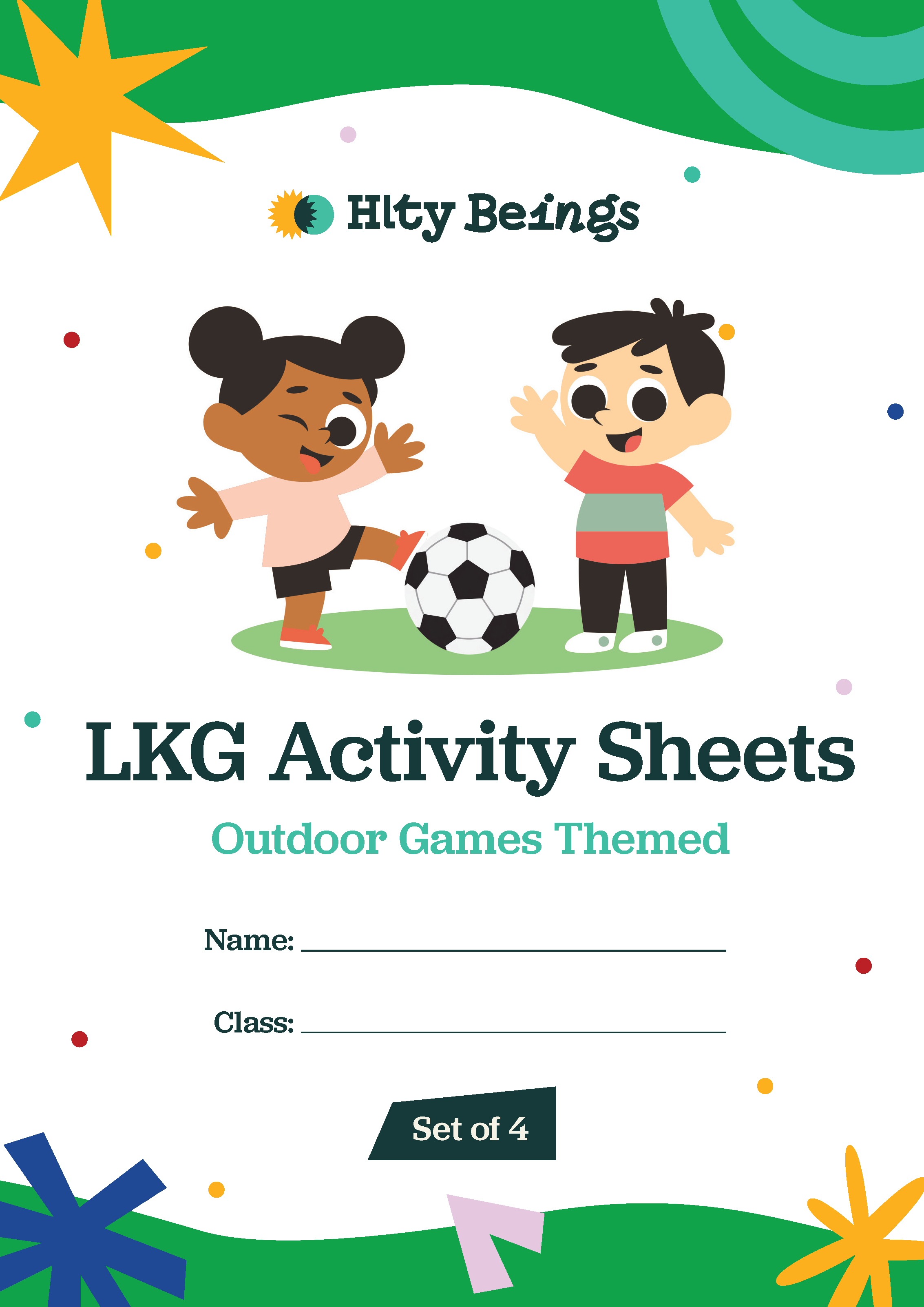 Outdoor Games Activity Sheets — Free Printable LKG (Set of 4)
