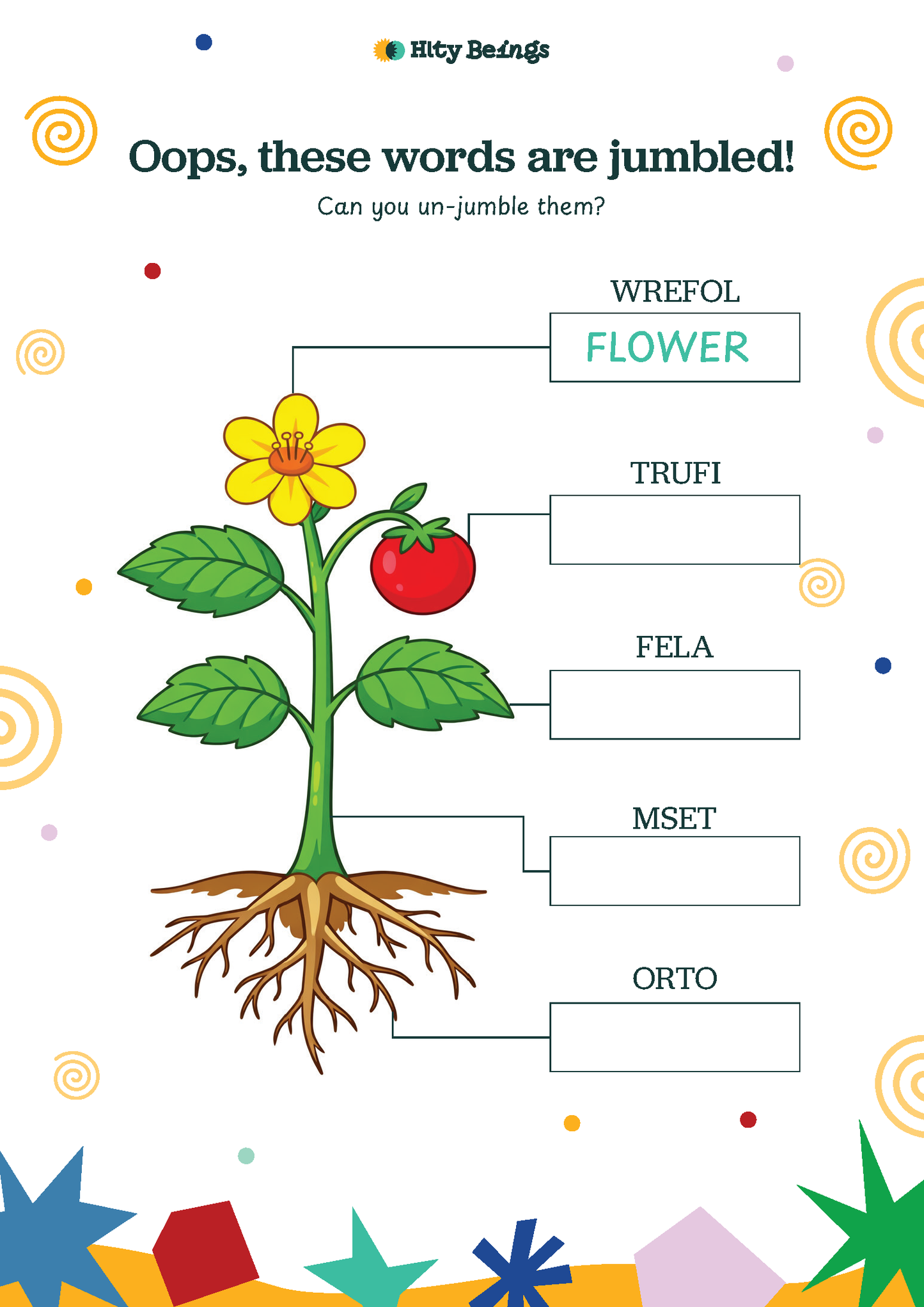 Plants Activity Sheets — Free Printable LKG (Set of 5)