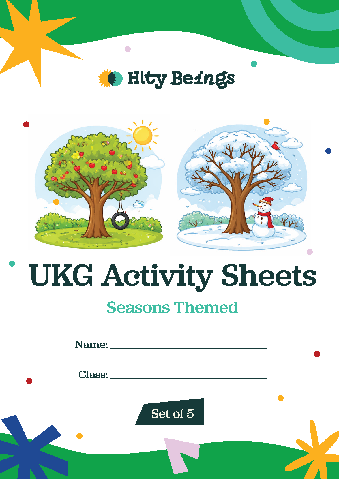 Seasons Activity Sheets — Free Printable UKG (Set of 5)