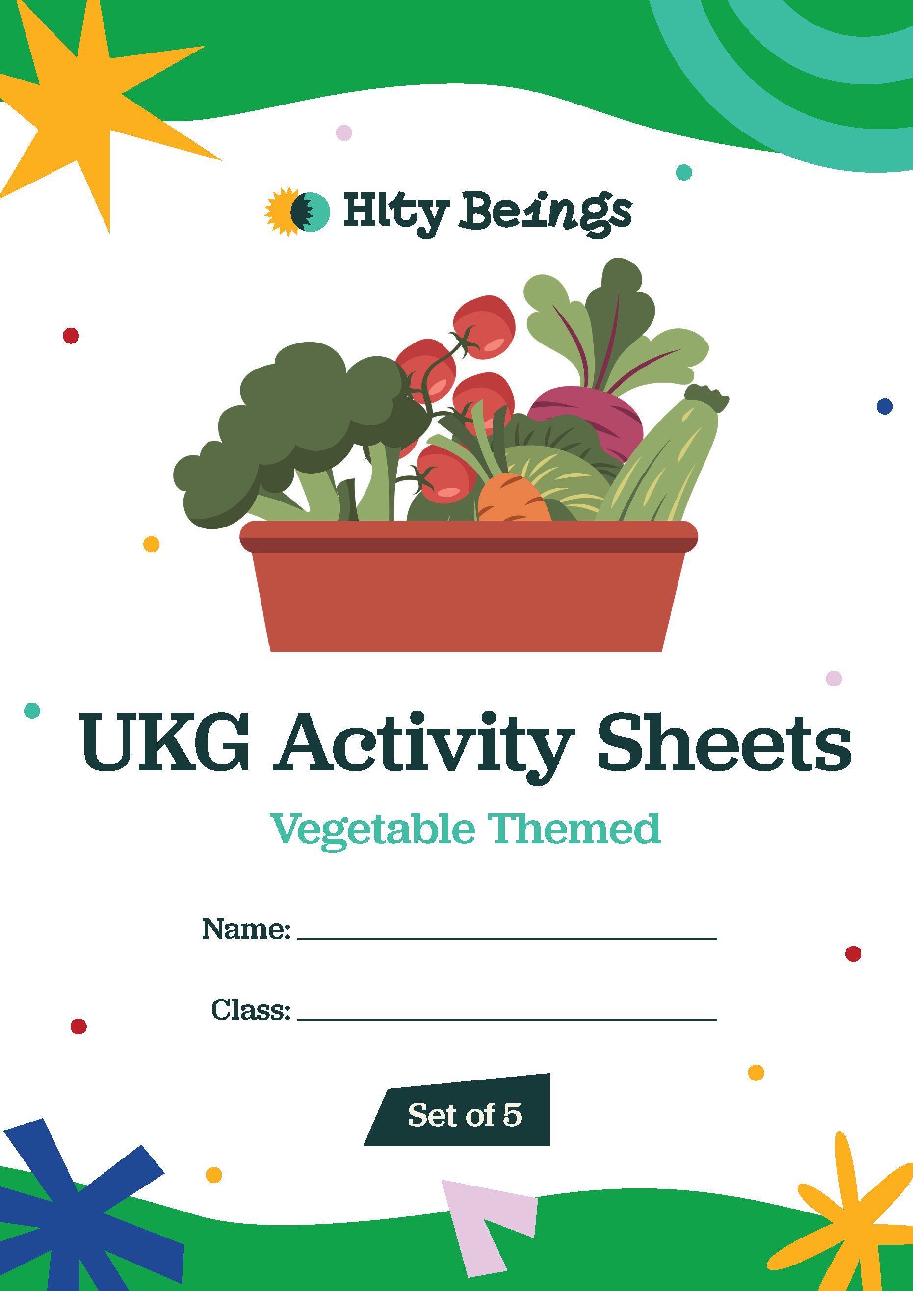 Vegetable Themed Activity Sheets — Free Printable LKG (Set of 5)
