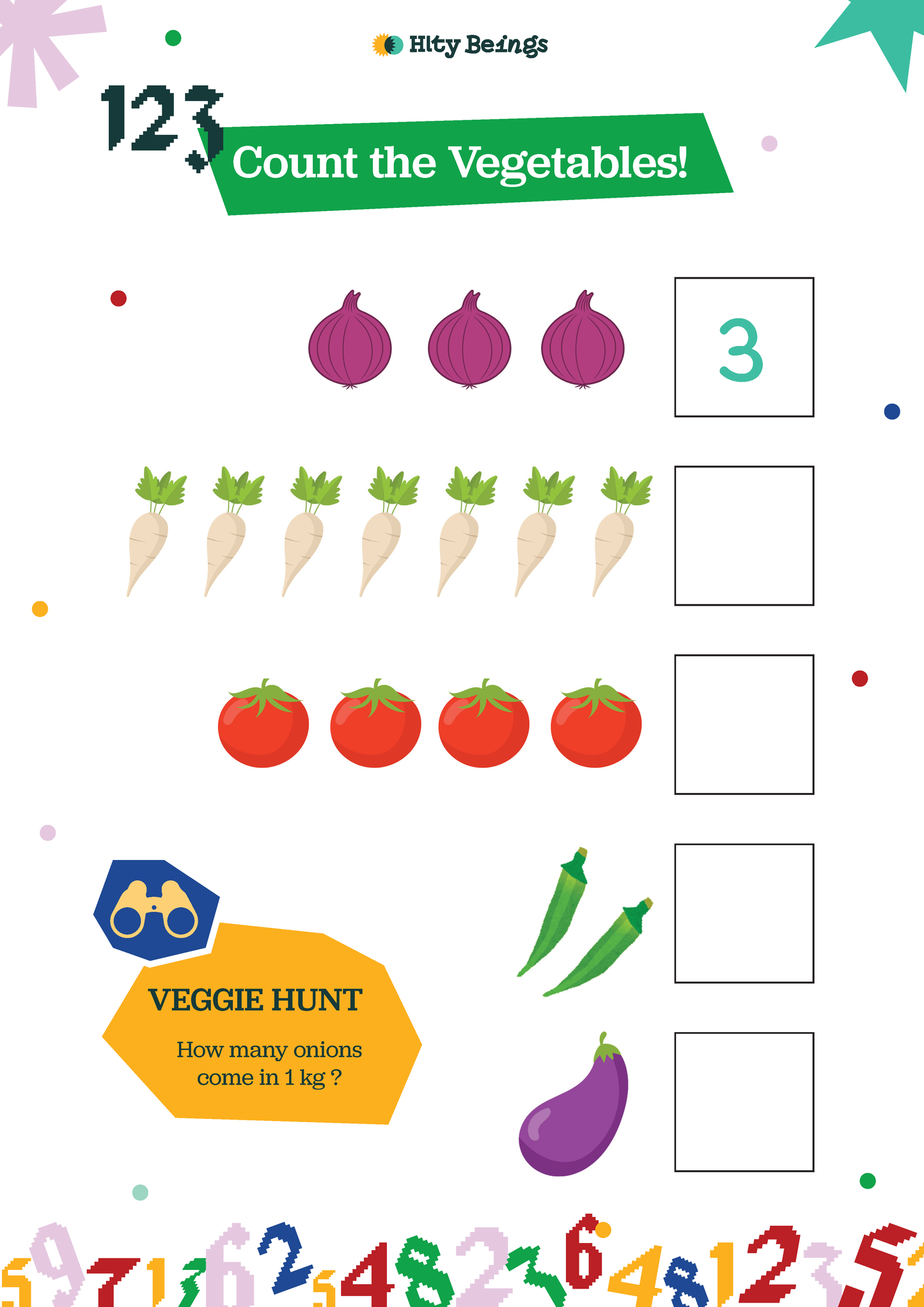 Vegetable Themed Activity Sheets — Free Printable LKG (Set of 5)